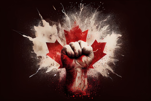 Zdjęcie kanada podniosła pięść z koncepcją protestu przeciwko sile eksplozji proszku generative ai