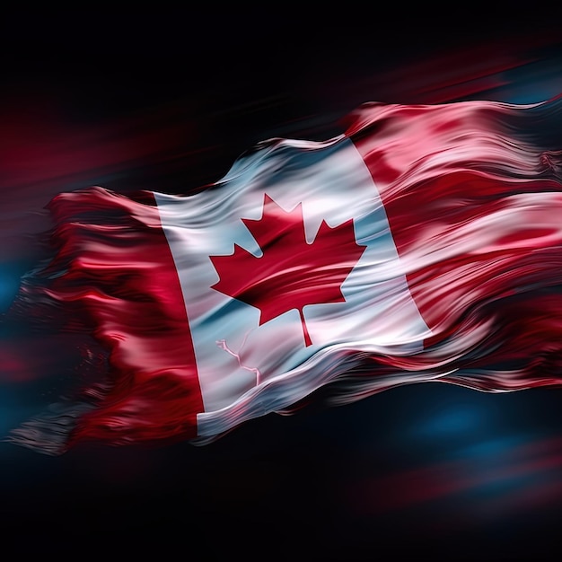 Kanadyjska flaga z czerwonym liściem klonu