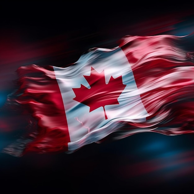 Kanadyjska flaga z czerwonym liściem klonu