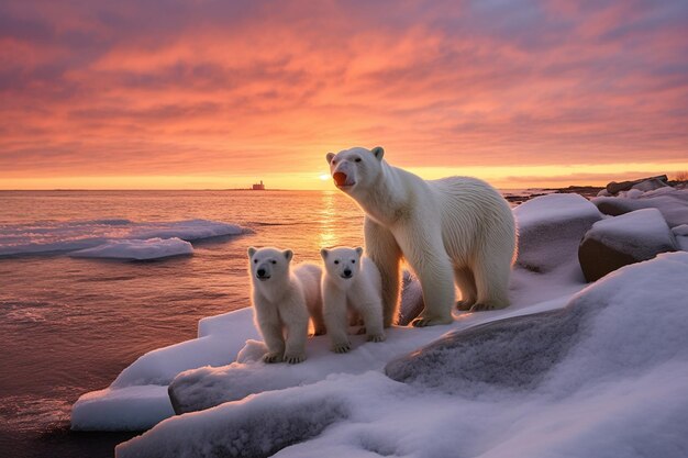 Kanadyjska rodzina niedźwiedzia polarnego generatywna przez Ai