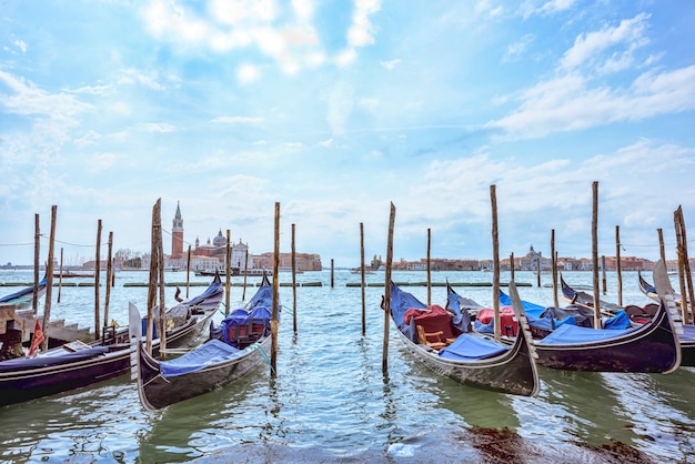 Kanał Grande w Wenecja z łodziami, piazza San Marco, Włochy