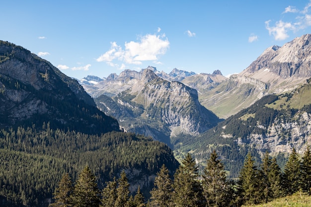 Kandersteg Szwajcaria Widok na Gaellihorn i Tschingellochtighorn i Lohner