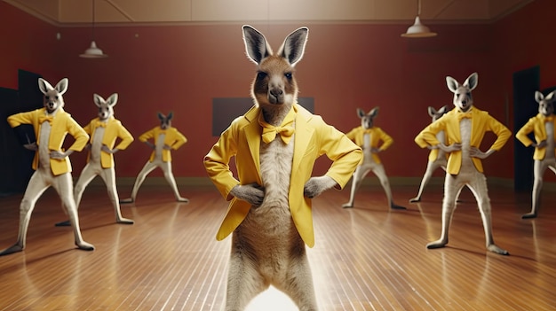 Zdjęcie kangaroo prowadzi studio tańca i uczy tańca hyper real hd 4k