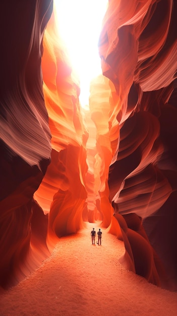 Kanion Antylopy z świecącym światłem słonecznym
