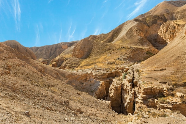 Kanion Koryta Rzeki Og O świcie W Izraelu