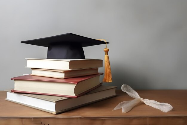 Zdjęcie kapelusz absolwentów i książka na dzień edukacji generowana przez sieć neuronową