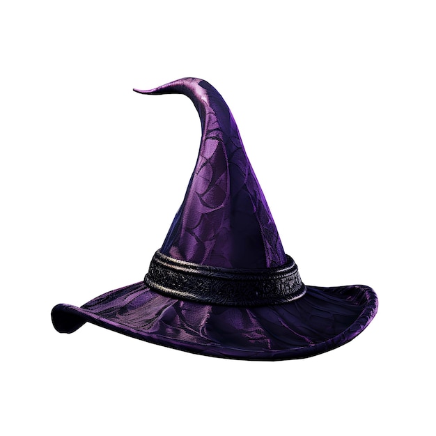 Zdjęcie kapelusz czarownicy jest izolowany na białym i przezroczystym tle