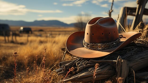 Zdjęcie kapelusz kowbojski na ranczo