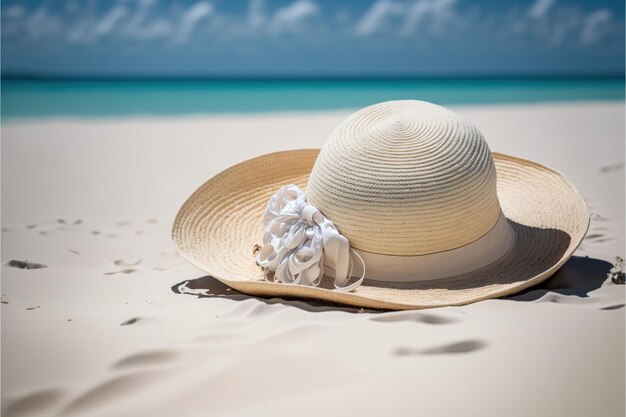 Zdjęcie kapelusz plażowy na plaży malediwów
