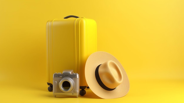 kapeluszowy aparat fotograficzny i bagażowy sprzęt podróżny