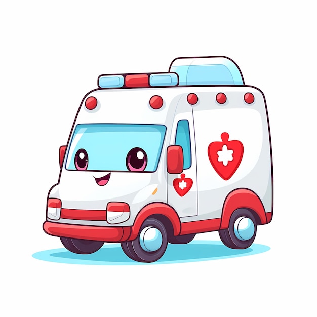 Zdjęcie kapryśny ambulans delight kawaii clipart ustawiony na białym tle