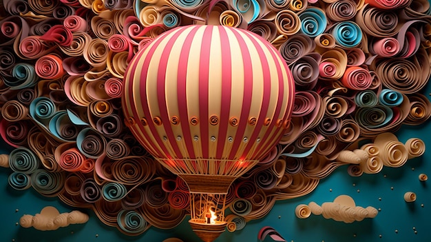Kapryśny balon na ogrzane powietrze wykonany z papieru artystycznego
