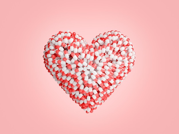 kapsułki leku ułożone w kształcie serca