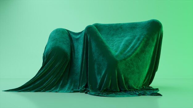 Zdjęcie kapsułki pod aksamitną tkaniną abstrakcyjne tło zielony kolor d ilustracja