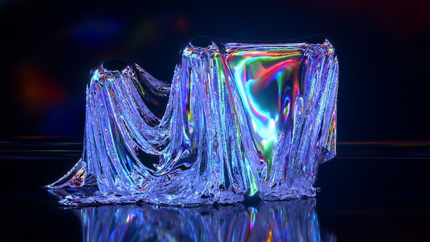 Kapsułki pod błyszczącą tkaniną abstrakcyjne tło niebieski neonowy kolor d ilustracja