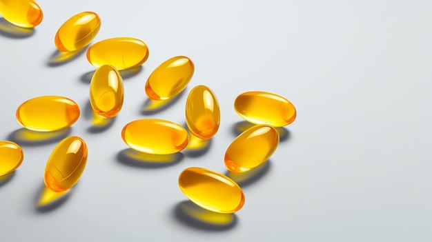 Zdjęcie kapsułki z olejem rybnym zawierające omega-3 i witaminę d generowane przez ai