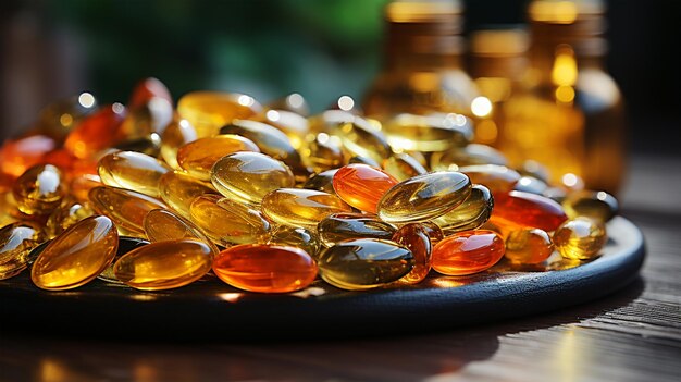 Kapsułki z witaminą Omega 3 zdrowy tryb życiasuplementy odżywcze do reklamy apteki