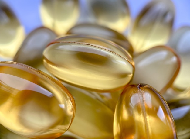 Kapsułki zbliżeniowe omega3 Wielonienasycone kwasy tłuszczowe Pojęcie zdrowego stylu życia Świetne dla czasopism i stron internetowych w stylu zdrowym, jak również w medycynie