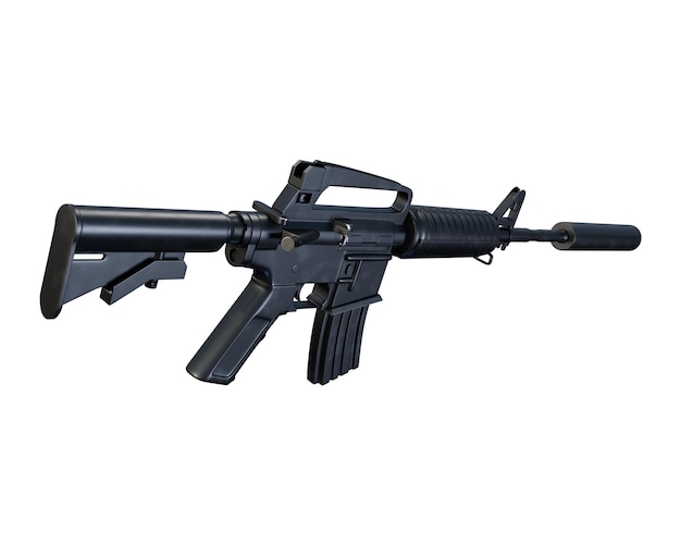 Karabinek automatyczny M4a1 renderowania 3d na białym tle