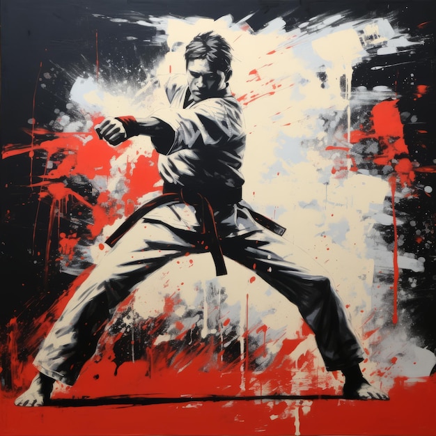 Karate person art Piękny obraz ilustracji Generative AI