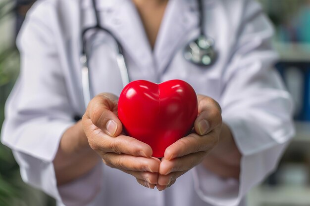 Kardiolog z czerwonym sercem