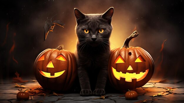 Karikatura halloween cat halloween illutsration Ai wygenerowana w wysokiej rozdzielczości ilustracja halloween na białym tle