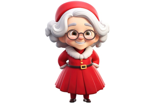 Karikatura Świętego Mikołaja izolowana kobieta Generatywna sztuczna inteligencja