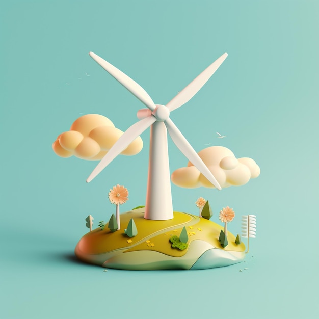 Karikaturowa turbina wiatrowa 3D