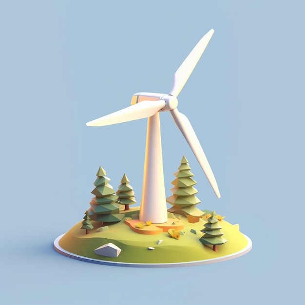 Karikaturowa turbina wiatrowa 3D