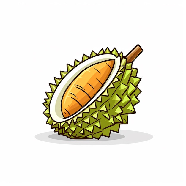 Zdjęcie karikaturowe owoce durian z białym tłem generatywne ai