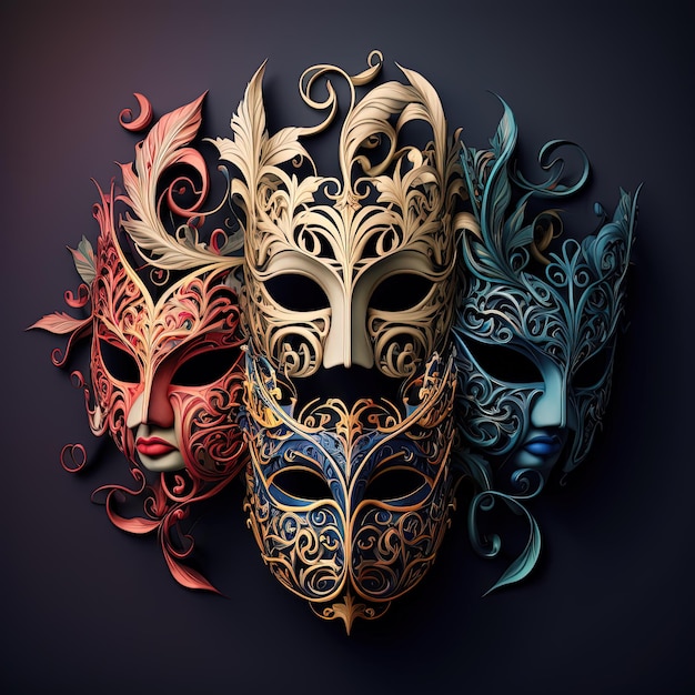 Zdjęcie karnawałowa maskaradowa maska na imprezę z misternymi piórami