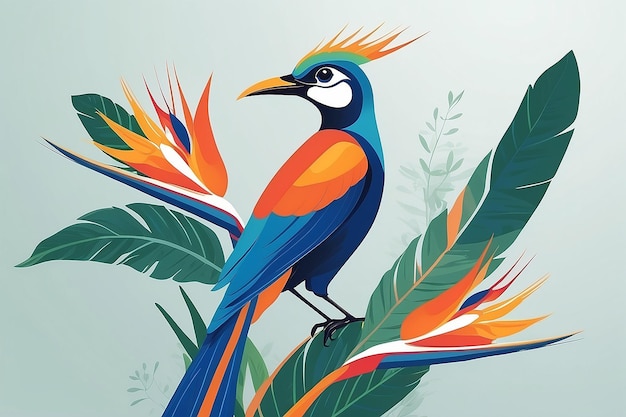 Karta afirmacyjna z minimalistyczną ilustracją Ptaka Raju Generatywna sztuczna inteligencja