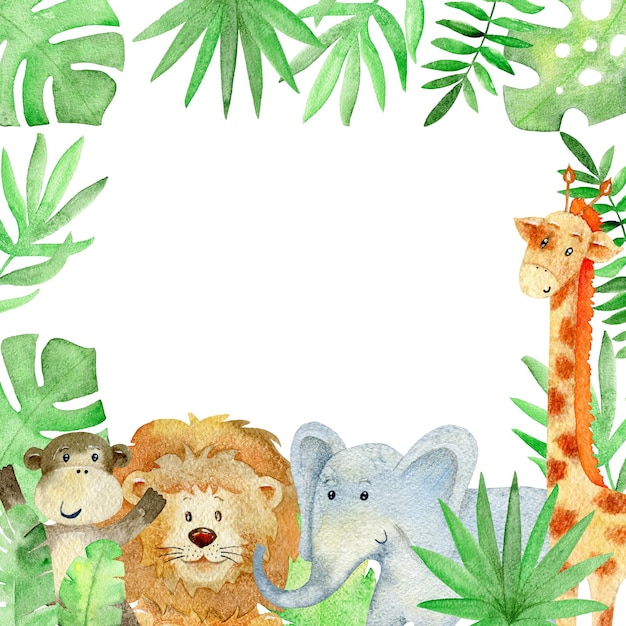 Karta baby shower akwarelowa karta safari ze zwierzętami