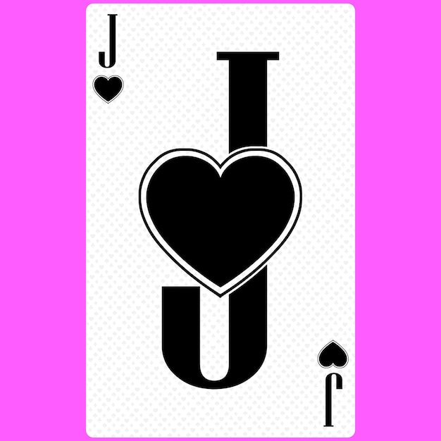 Karta Do Gry Jack Of Hearts Czarno-biały Nowoczesny Design Standardowy Rozmiar Pokera Poker Kasyno Renderowanie 3d Ilustracja 3d