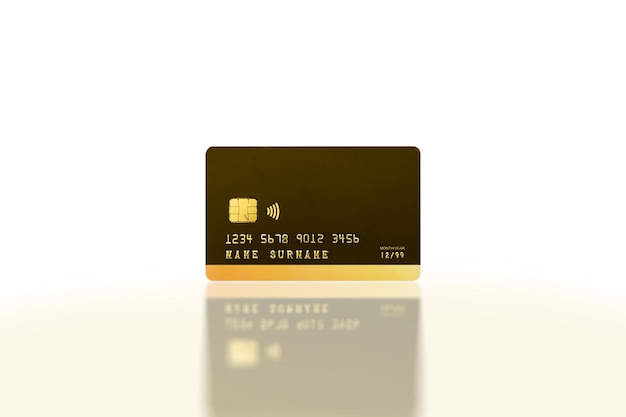 Karta kredytowa wyizolowanych na bia?ym tle z refleksji Koncepcja biznesowa i finansowa Ilustracja renderowania 3D