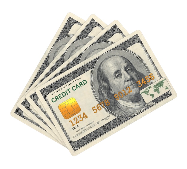 Karta Kredytowa Zaprojektowana W Banknot Dolar Na Białym Tle
