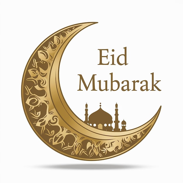 Karta powitalna na Eid z dekoracyjnym półksiężycem
