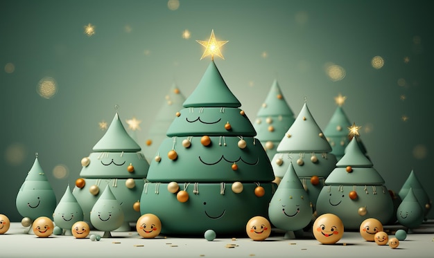 Karta świąteczna emocjonalne emotikony świętują Boże Narodzenie Selektywne miękkie skupienie