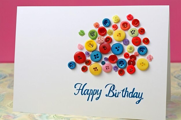 Zdjęcie karta urodzinowa diy button art