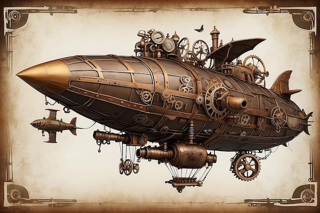 Karta urodzinowa Steampunk Airship