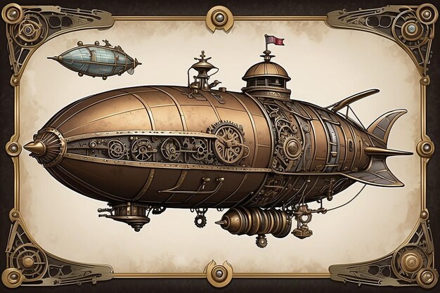 Karta urodzinowa Steampunk Airship