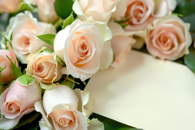 Karta z różami Bukiet kwiatów różowych Dzikie kwiaty na zaproszenia ślubne i karty z życzeniami Pusta przestrzeń dla napisu