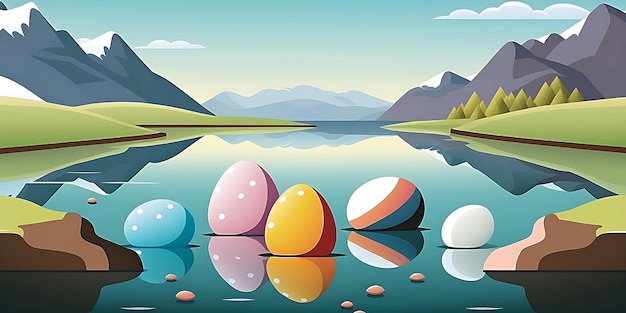 kartka wielkanocna z jajkami, ilustracja, obchody wielkanocy