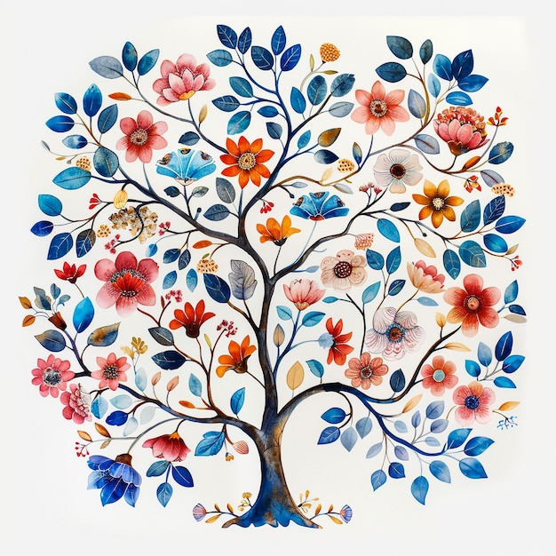 Kartka z drzewem kwiatowym do projektu ilustracja wektorowa