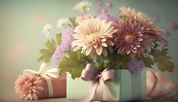 Kartka z kwiatami na dzień matki Generative AI
