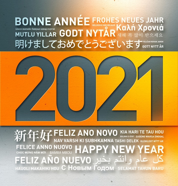 Kartka Z życzeniami Szczęśliwego Nowego Roku 2021 Ze świata W Różnych Językach