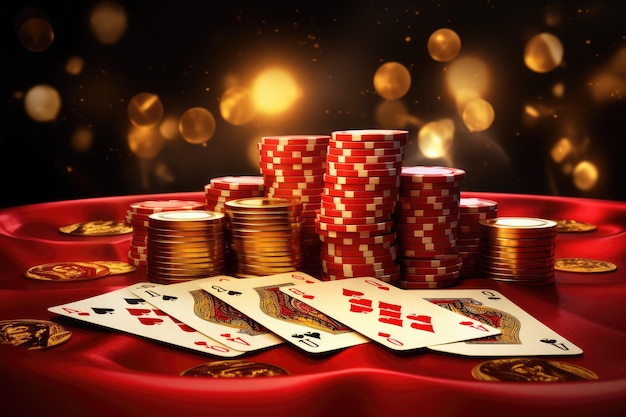 Karty kasynowe poker blackjack baccarat złoto renderowanie 3D