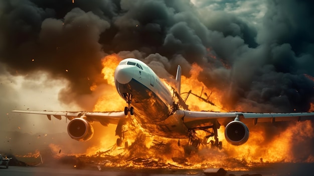 Katastrofa samolotu i pożar na lotnisku