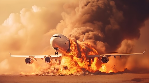 Katastrofa samolotu i spalenie na lotnisku