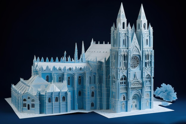 Katedra Model 3D scenografia i fantazyjne papierowe dzieła sztuki